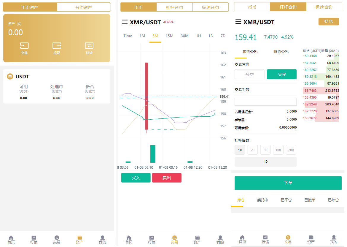 黑白主题交易所源码/多语言/uniapp/挖矿/申购/otc/借贷/盗u授权/秒合约等功能插图1