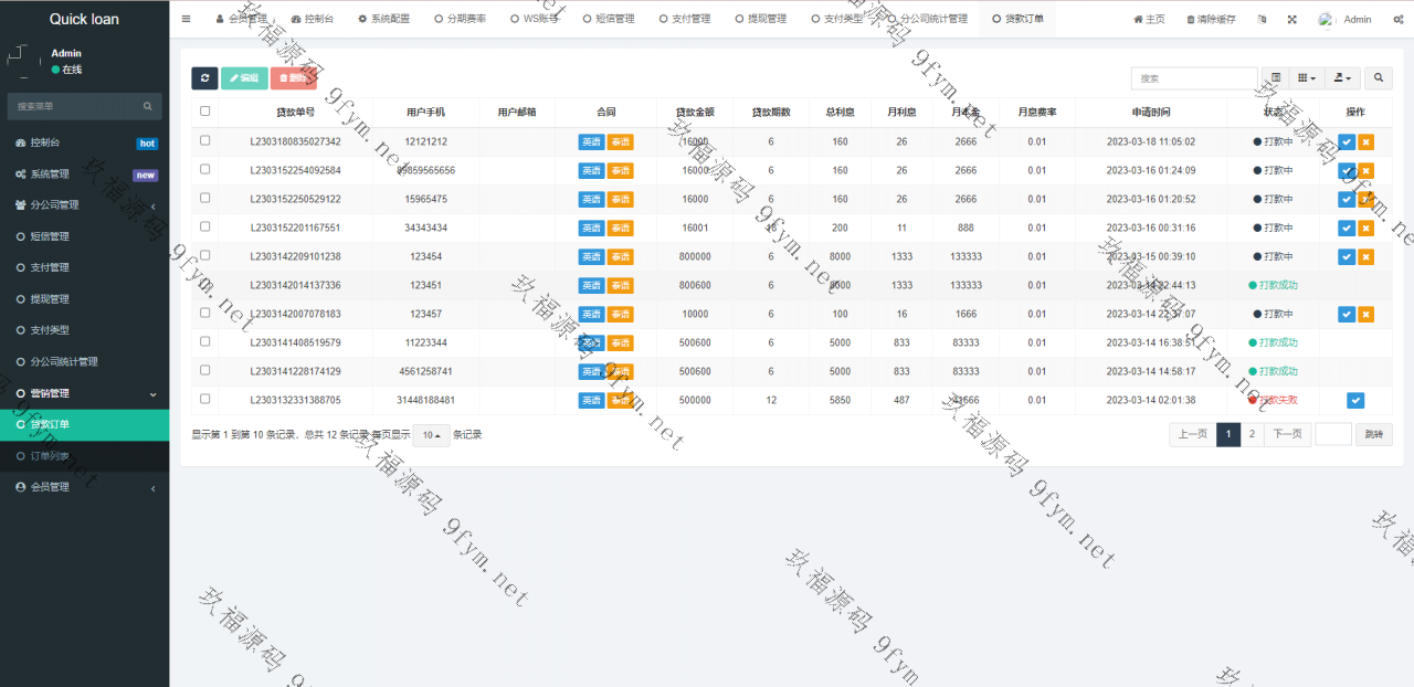 全开源小额贷款系统/套路贷系统/前端使用uniapp开发/后端使用fastadmin插图