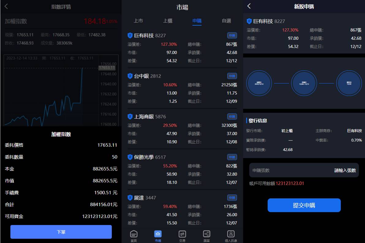 新版台湾股票系统/股票配资源码/申购折扣交易系统插图1